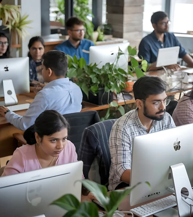 group-people-are-sitting-table-with-laptops-one-has-word-x-it-ai-generative